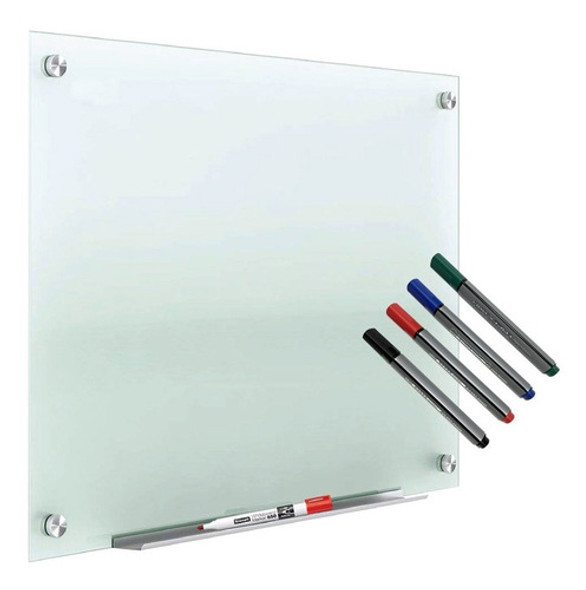 Pizarra Vidrio Templado 5mm, Magnética 60x90cm + 4 Marcad. 0