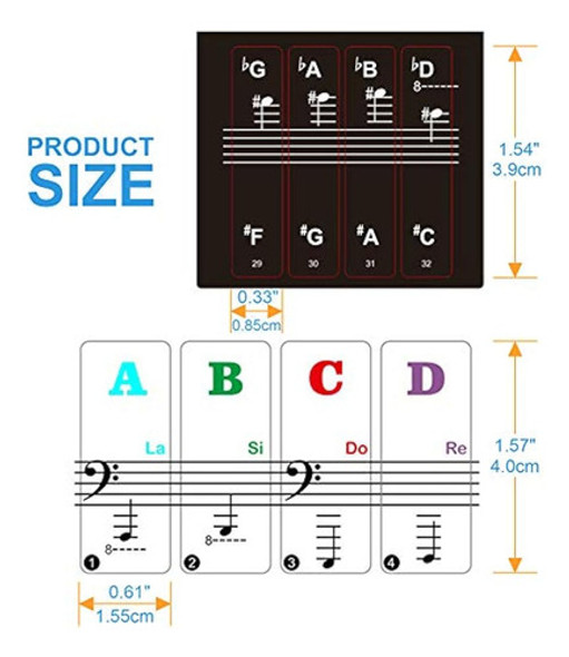 Pegatinas De Teclado De Piano Para Teclas 88/61/54/49/37, Pe 0