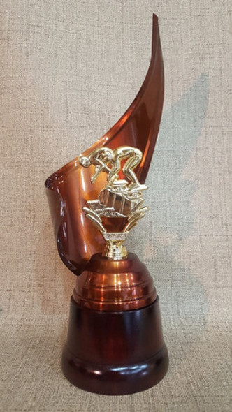 Trofeo Metálico Alegoría Base Madera Natación Partida 28cm 1