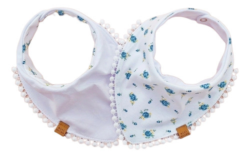 Babero Mini Anima Bandana Reversible Bebe Petit Flower Azul 0