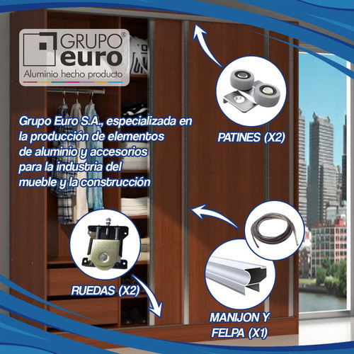 Puerta Adicional Para Kit De Placard Aluminio Mundo Cima M 1
