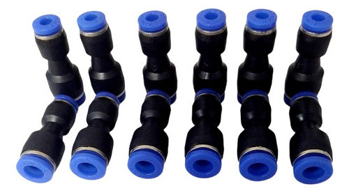 Kit 12 Conexão Mangueira Pneumática Engate Rápido União 4/6 0