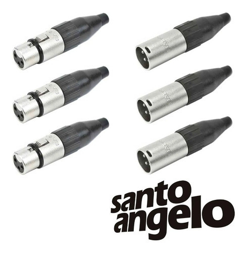 Conectores Xlr Santo Angelo Sa2x Macho E Fêmea - 03 Pares 1