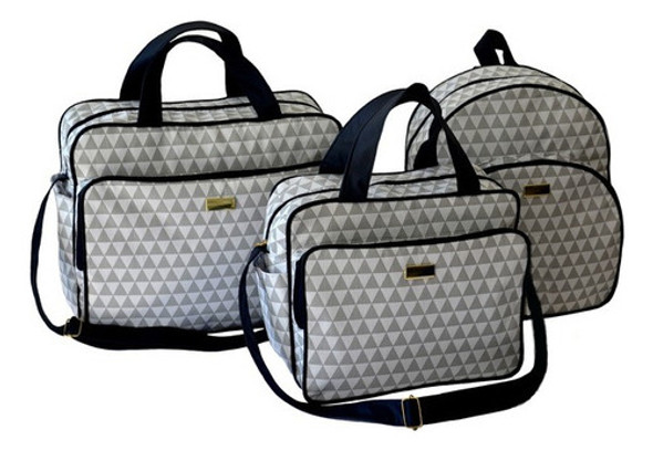 Kit Saída Maternidade Bolsa 3pç Mala Mamãe Bebê Mochila Azul 0