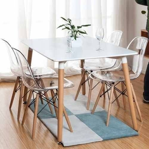 Mesa Eames, Patas De Madera, Tapa En Laca Blanca 1