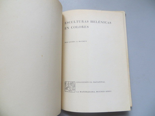 Esculturas Helenicas En Colores Aleman - Español G Mathey 1