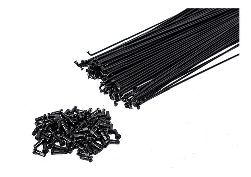 Rayos Bicicleta Acero Inoxidable Negros 295x2mm C/niples 32u 0