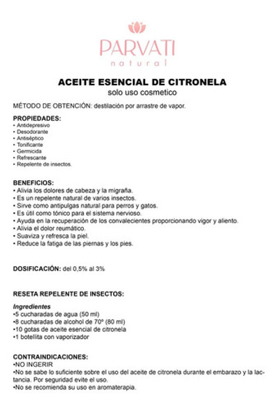 Aceite Esencial De Citronela Java 100ml 1