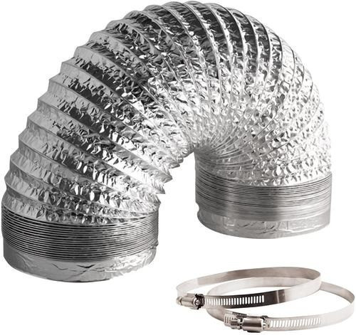 3 M Duto De Ar Aluminizado Flexível 125mm + 2 Abraçadeiras 0