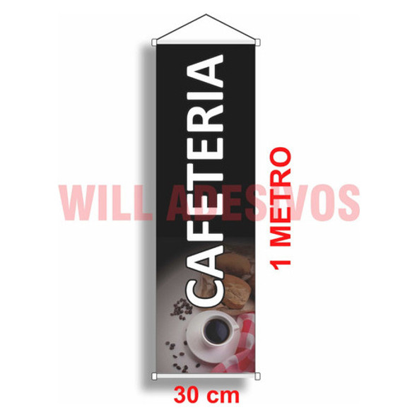 Kit 2 Banners Cafeteria Café Grãos Xícara Bebida 100x30cm 1