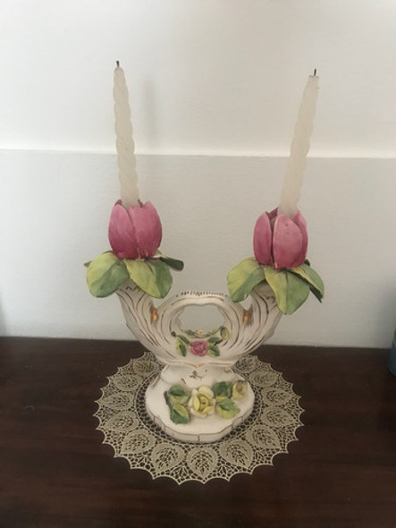 Candelabro Antiguo Porcelana Isabelina Estado 0