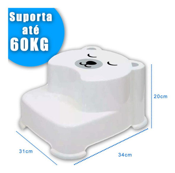 Kit Banquinho Degrau Urso + Redutor Assento Vaso Coruja Buba 1