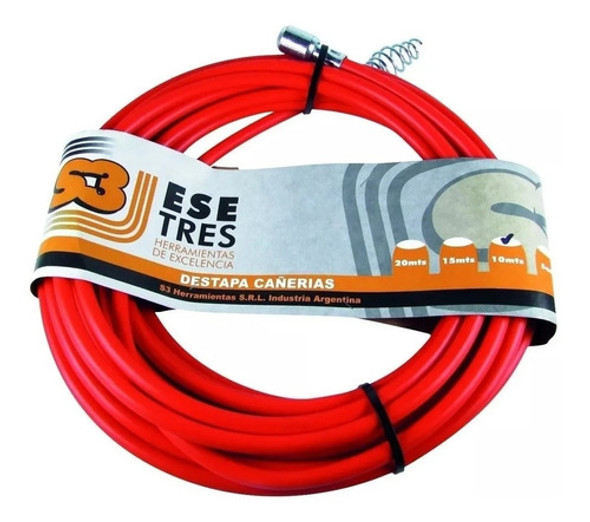 Cinta Destapa Cañerías Plástica 15mts. S3 6mm 0