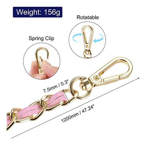 Cadena Plana Correa Ajustable 120cm Para Cartera Gold Rosa 1