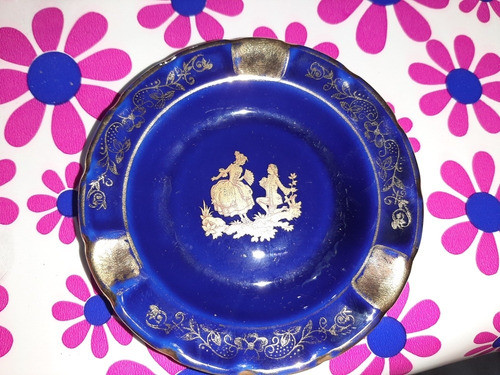 Cenicero Limoges Azul Cobalto Y Oro 0