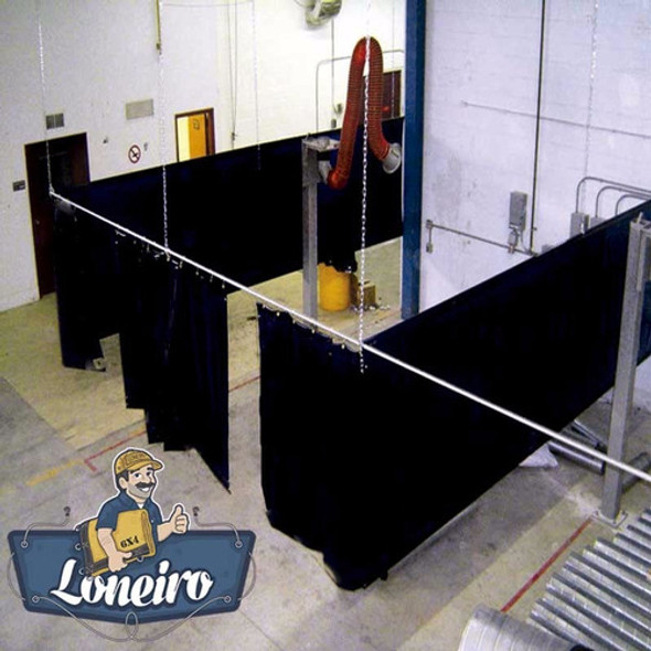 Lona Cortina De Pvc Preto P/ Biombo Área Solda Galpão 3x2 Mt 1