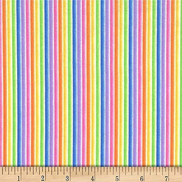 Michael Miller Over The Rainbow Stripe Rainbow, Tela Acolcha 0