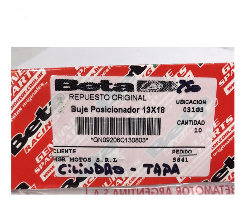 Buje Posicionador Tapa Cilindro Beta Tr Motard Chrono 250 1