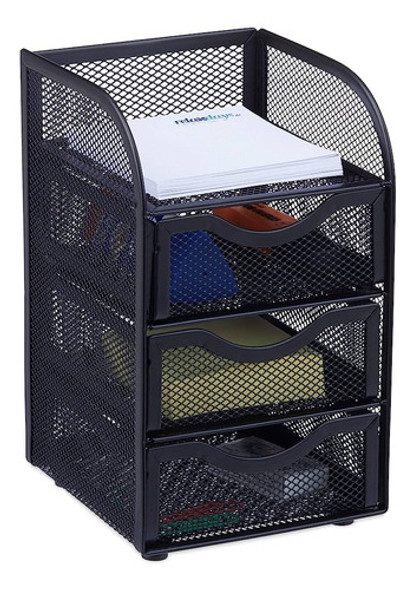 Organizador Escritorio Cajonera Metal 3 Cajones 13x13x20 Cm 0