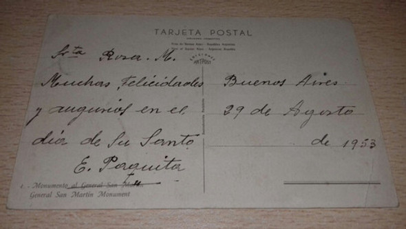 Antigua Postal Buenos Aires Plaza Y Monumento San Martin 1
