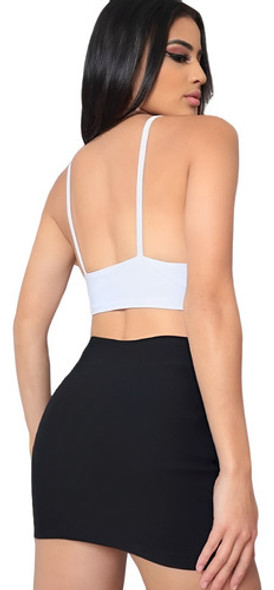 Short Saia Fenda Bengaline Curto Colado Cintura Alta Ziper 1