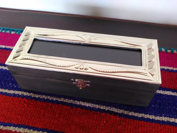 Caja De Té De Madera Y Alpaca De 3 Divisiones 0