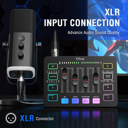 Mezclador De Audio Para Juegos Fifine, Mezclador De Pc Rgb D 1