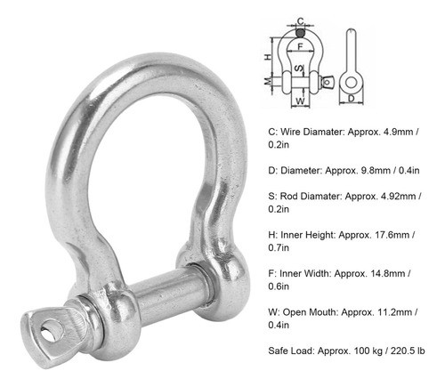 K 10pcs Bow Shackle D Âncora Carga Ushape Para Camping K 1