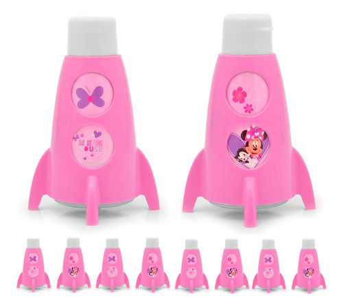 Kit 10 Garrafas Foguete Giratória Minnie Lembrancinha Festa 0