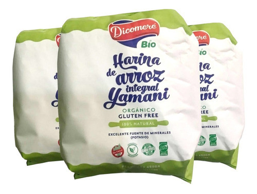 Harina De Arroz Integral Organico Dicomere Sin Tacc 450gr X3 0