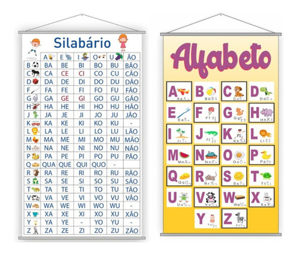 Banners Pedagógicos Silabário Simples E Alfabeto 100x50cm 0