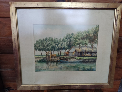 Cuadro Antiguo Pintado Sobre Carton Firmado 1