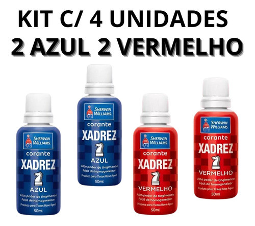 Corante Líquido Bisnaga 50ml 4 Unidades 2 Azul/ 2 Vermelho 1