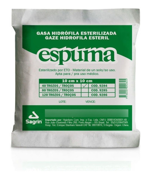 Gasa Espuma Esterilizada 10x10 /120trozos 0