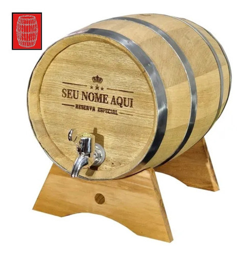 Tonel De Carvalho Carote P/ Cachaça 3 L Torneira Luxo Cromo 0