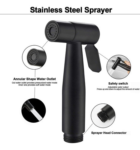 Kit Duchador De Mano Para Inodoro Presion Ajustable (negro) 1