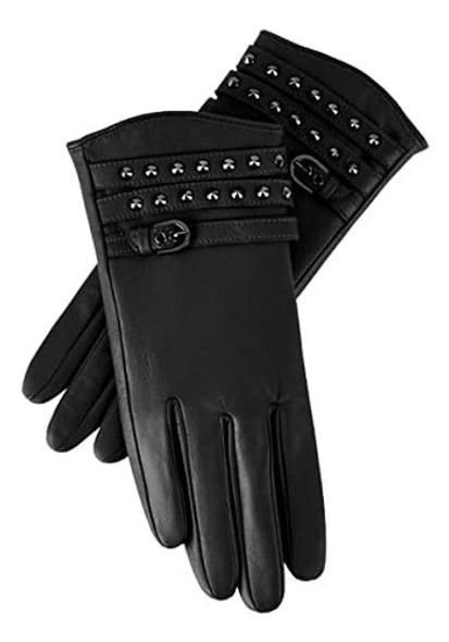 Fioretto Guantes De Cuero Genuino Para Mujer Forrado De Piel 0