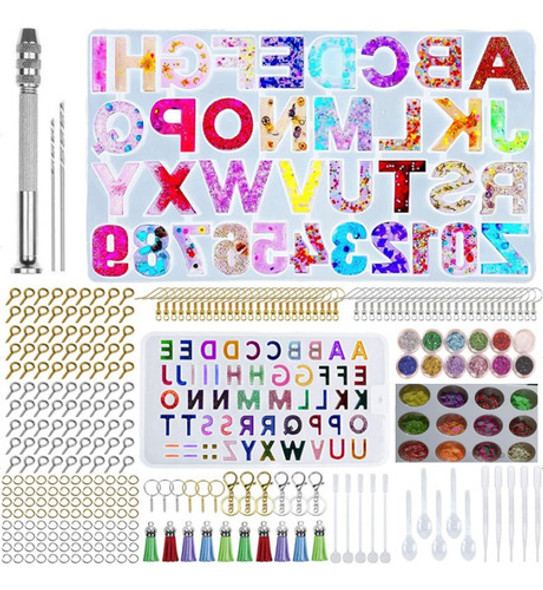 307pcs Alfabeto Silicone Resina Moldes Para Chaveiro Diy 0