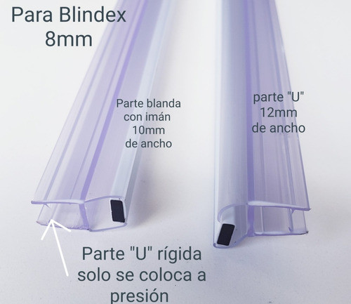 Burlete Para Mampara De 8mm Cón Imán (tirax1,10mt) Par 1