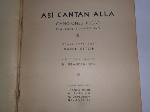 Asi Cantan Alla Canciones Rusas H Brandenburg Union Sovietic 1