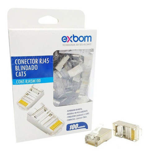 Conector Rj45 Blindado Macho Cat6/cat5e De Rede Rj45m100 1