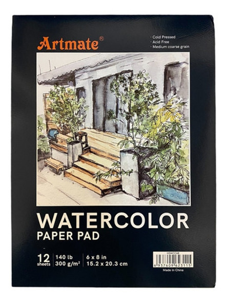 Block Artmate Acuarela 300gs 12hojas 15.2 X20.3cm Hswcc68 0