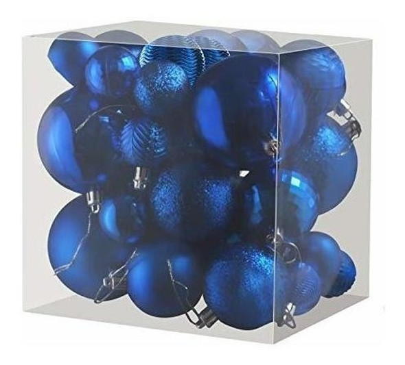Bolas Para Arbol De Navidad X36u.- 4/6/8cm- Azul 1