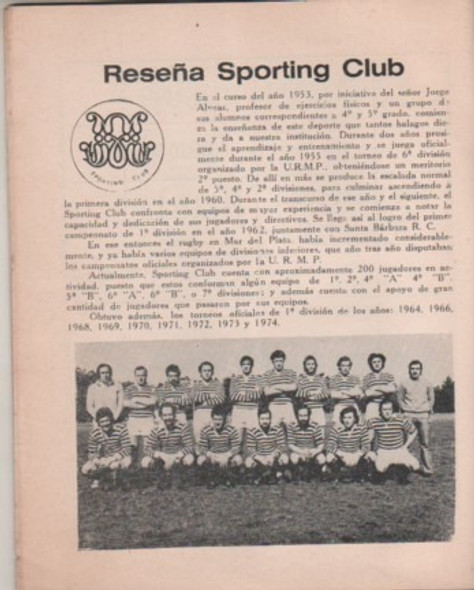 Programa Xi Seven De Mar Del Plata Año 1975 . Sporting Club 1