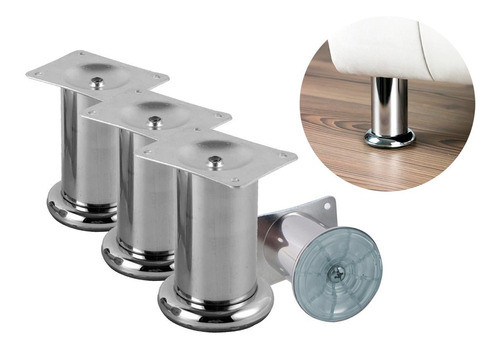 Pata Bajo Mesada Redonda Cromo 80 Mm X 50 Unidades 0