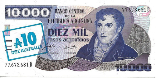 Bottero 2710 10 Australes Res S/ 10000 Pesos Arg Aunc Palerm 0