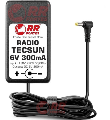 Fonte Carregador 6v Rádio Tecsun Pl-680 Pl680 Am Fm Sw Ssb 0