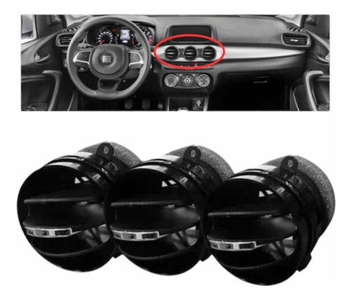 Kit 3 Difusor Ar Central Fiat Argo Cronos 100245618 Original 1