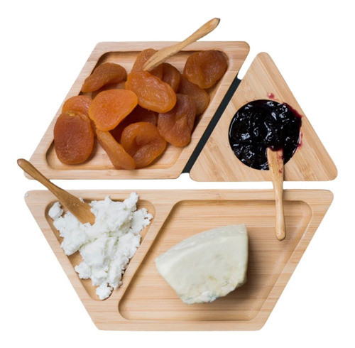 Petisqueira Desmontável Hexagonal 3 Peças Bambu/natural 0