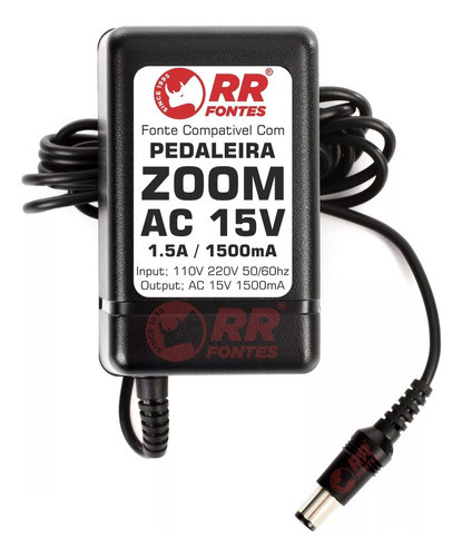 Fonte Ac 15v Pedal Pedaleira Zoom G7 G7.1ut G9 G9 G33.2tt 0